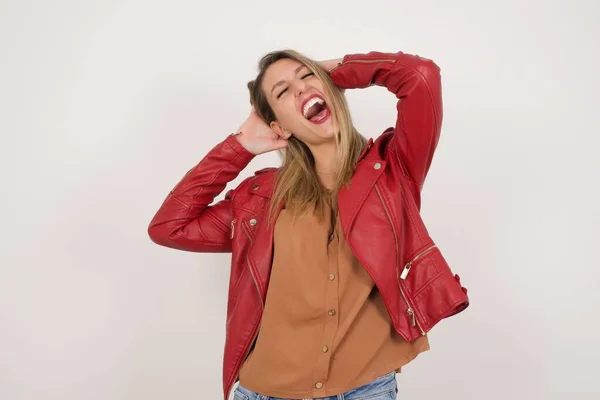 Confidence Coquettish Concept Portrait Charming Young Girl Smiling Broadly Self — Stock Photo, Image