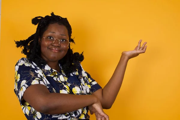 Beautiful African American Woman Wearing Casual Clothes Pointing Aside Both — Stock Photo, Image