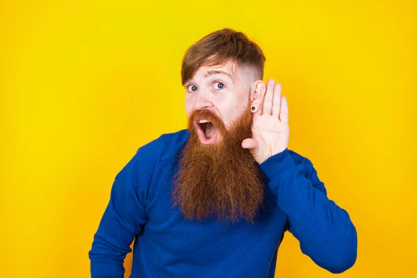 Mon Dieu Amusant Étonné Beau Cheveux Rouges Barbu Homme Caucasien — Photo