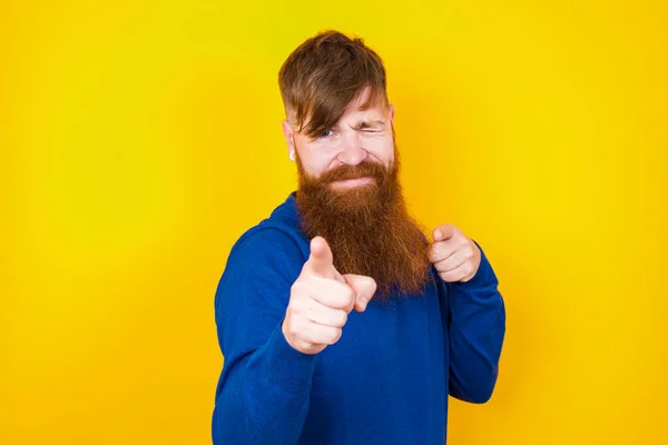 Jij Daar Vreugdevolle Charismatische Knappe Roodharige Blanke Man Met Baard — Stockfoto