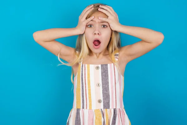 Horrible Stress Shock Portrait Emotional Crazy Beautiful Caucasian Girl Wearing — Stock Photo, Image