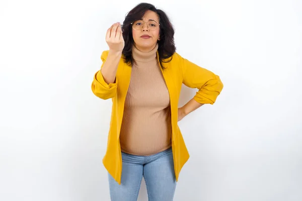 What Hell You Talking Shot Frustrated Pregnant Woman Gesturing Raised — Foto Stock