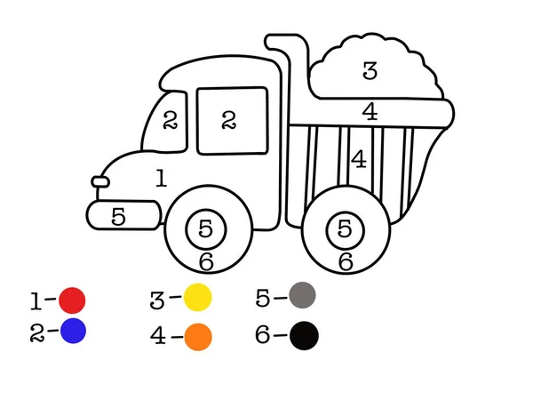 Розмальовка Номерами Маленьких Дітей Вантажівка Несе Пісок Стокове Фото