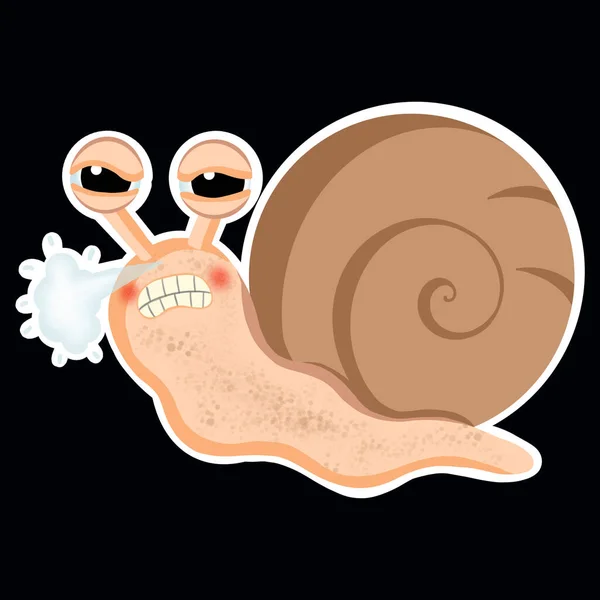 cute snail evil cartoon style sticker isolated on white background