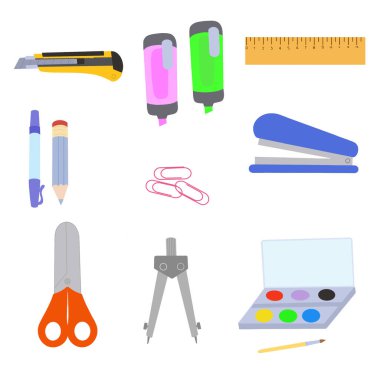 Ofis Kırtasiyesi 1 kırtasiye bıçağı pusula makası boya zımba işaretleyicisi cetvelini ayarla