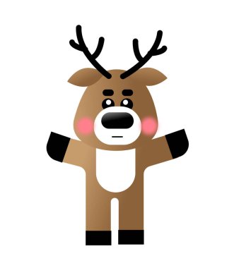 Kahverengi bir geyik beyaz arka planda tek başına duruyor.