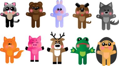 Komik hayvan illüstrasyon Icon Set