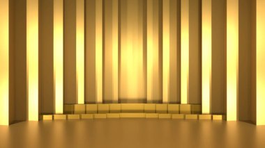 Altın arkaplan ürün şablonu üzerinde ürün görüntüleme ya da vitrin kaidesi. 3B görüntüleme