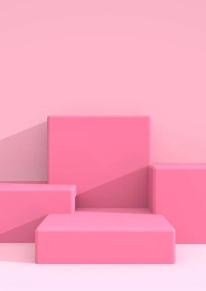 Порожній Подіум Рожевий Абстрактним Тлом Хіпстера Ілюстрація Єдестал Відображення — стокове фото