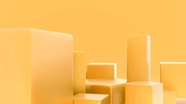 Abstrato Prateleira Pódio Amarelo Mínimo Exibição Pedestal Vazio Fundo Moda — Fotografia de Stock