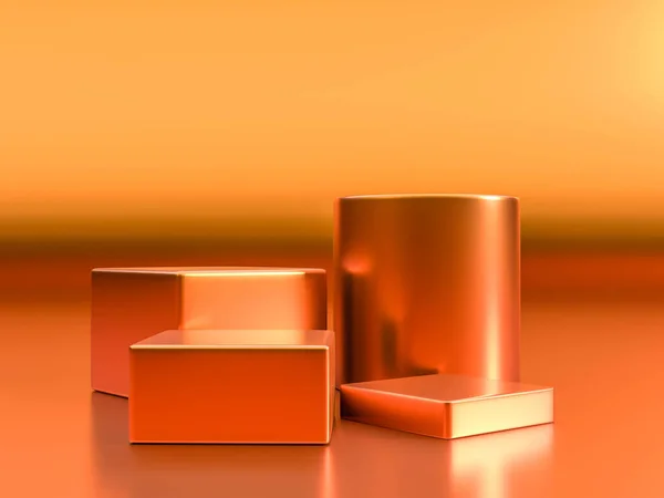 Minimalist Gold Platform Display Luxury Stand Podium Room Background Blank — Stock Fotó