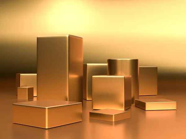 Рендеринг Цифровая Иллюстрация Современный Минимальный Золотой Цвет Фона Абстрактный Геометрический — стоковое фото