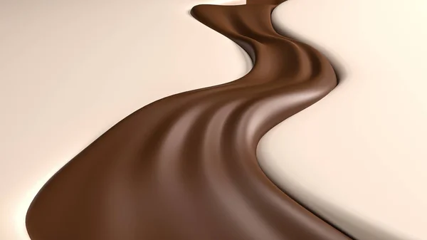 Renderização Onda Chocolate Escuro Respingo Cacau Fundo Caramelo Fundo Abstrato — Fotografia de Stock
