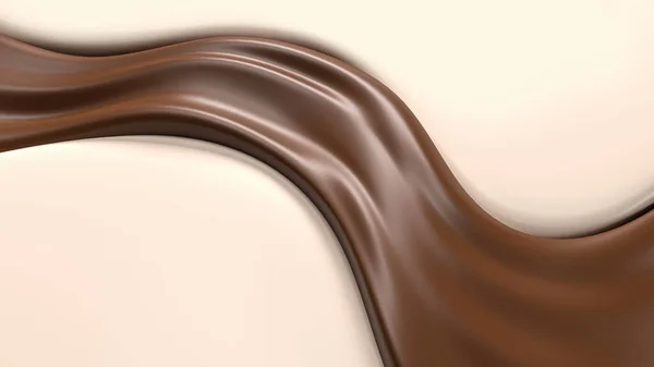 Renderização Onda Chocolate Escuro Respingo Cacau Fundo Caramelo Fundo Abstrato — Fotografia de Stock