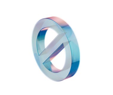 Gösterişli, şeffaf bir içki yasağı simgesi. Çapraz barı var. Kısıtlamaları simgeliyor. 3d illüstrasyon