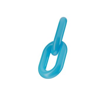 3D Mavi zincir halka simgesi, parlak bir bitiş ile bağlantı ve birliği sembolize ediyor. 3d illüstrasyon