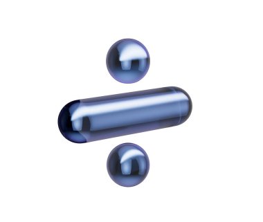 Parlak koyu mavi bölme sembolü, parlak yansımaları ve metalik bir kaplaması var. 3d illüstrasyon