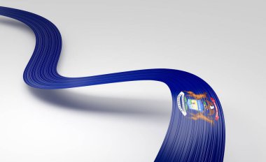 Dinamik 3D Michigan bayrak kurdelesini dalgalandırdı, devletin gurur ve birliğini sembolize ediyor. 3B illüstrasyon