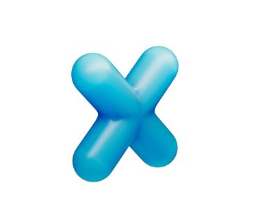 Pürüzsüz, mat mavisi kaplamalı ve yumuşak ışıklandırmalı parlak bir çarpma sembolü. 3d illüstrasyon