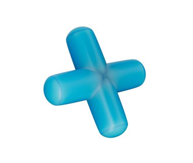 Pürüzsüz, yuvarlak kenarlı, parlak bir kapağı olan 3D mavi artı işareti. 3B Görüntü