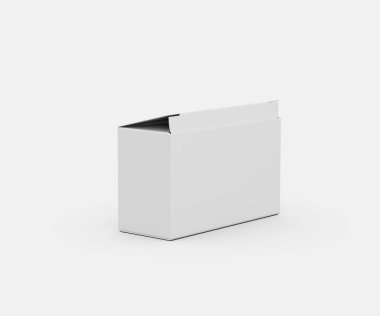 Minimalist white blank product box packaging mockup on a clean background, 3d illustration