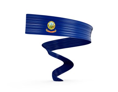 An elegant, twisted 3D ribbon in Idaho flag colors, symbolizing national pride. 3D Illustration.