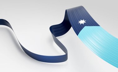 Kutup yıldızlı yeni Minnesota bayrağının dalgalı kurdelesi. 3B illüstrasyon