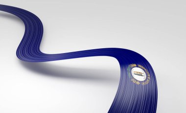Dynamic Kentucky flag ribbon flowing, symbolizing heritage and pride. 3D illustration
