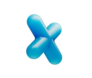 Pürüzsüz, mat mavisi kaplamalı ve yumuşak ışıklandırmalı parlak bir çarpma sembolü. 3d illüstrasyon