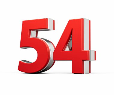 Kalın Kırmızı 54 Numara Metalik Beyaz Arkaplanda 3 boyutlu Görüntü