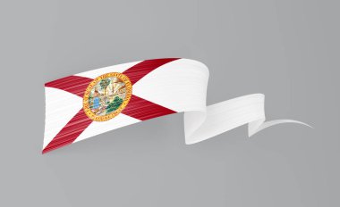 Florida eyalet bayrağı sallıyor, arka planda 3 boyutlu bir resim, vatanseverlik sembolü. 3d illüstrasyon