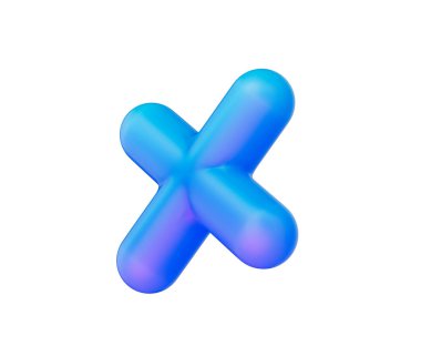 Pürüzsüz, mat mavisi kaplamalı ve yumuşak ışıklandırmalı parlak bir çarpma sembolü. 3d illüstrasyon