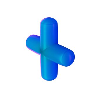 3 boyutlu mavi artı işareti, parlak, eğimli, pürüzsüz kenarlı, yuvarlak kenarlı. 3B Görüntü