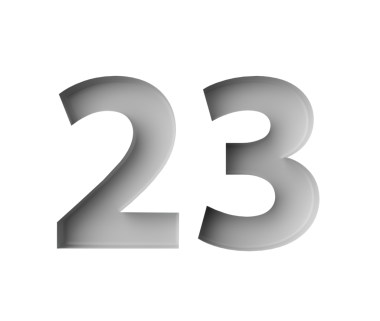 Parlak beyaz, 23 numara. Gizemli gölgesi olan 23 numara. Gri arkaplan resimli.