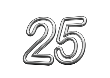 25 Numara Gümüş Metalik Beyaz Arkaplan 3D Görüntü