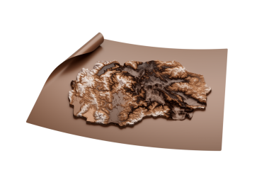 Kahverengi Haritada Kuzey Makedonya 'nın Klasik Haritası Kağıt Sayfa 3d İllüstrasyon