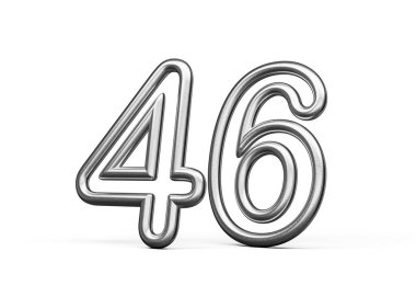 Kırk altı numara: Gümüş Metalik Beyaz Arkaplan 3D Görüntü
