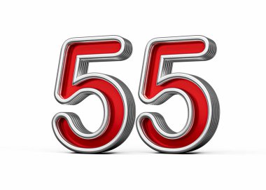 Canlı kırmızı 55 numara Metalik Işıltılı ve kıvrımlı kenarlı, 3D Görüntü