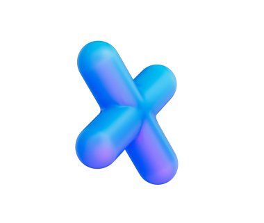 Pürüzsüz, mat mavisi kaplamalı ve yumuşak ışıklandırmalı parlak bir çarpma sembolü. 3d illüstrasyon