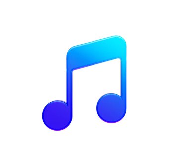 Pürüzsüz kıvrımları ve canlı bir gradyan etkisi olan parlak mavi bir nota simgesi. 3B Görüntü