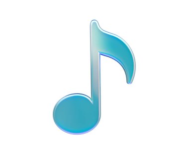 Müzik ve 3D İllüstrasyon 'u temsil eden, gradyan bir kapağı olan stilize edilmiş bir mavi nota simgesi.