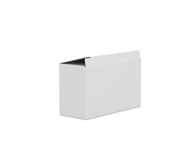 Kısmen açık flep ile beyaz boş ürün paketleme kutusu., 3d illüstrasyon