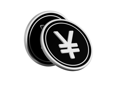 Siyah üzerine iki parlak gümüş Japon Yen 'inin 3D stili..