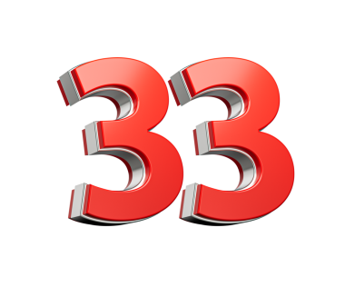 Kalın Kırmızı 33 numara Metalik Arkaplan 3D Görüntü