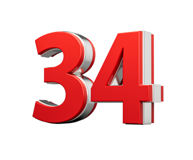 Kalın Kırmızı 34 numara Metalik Arkaplan 3D Görüntü