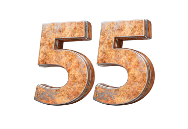Elli beş numara 55 basamak Eski paslı Demir Metal desenli 3d Görüntü