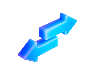 3D Mavi oklar ticareti, senkronizasyonu, transferi ve dijital bağlantıyı simgeliyor. 3d illüstrasyon