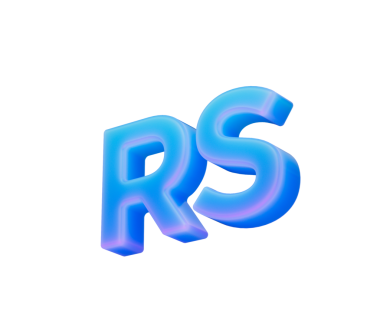 3D parlak mavi ve mor gradyan harfler RS. Modern hacimsel tipografi. 3d illüstrasyon