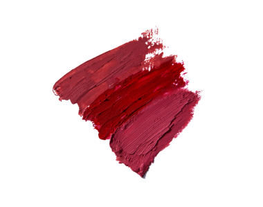 Canlı kırmızı ve pembe ruj örnekleri, kremsi desen siyah fon..