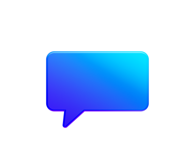 Modern dijital iletişim için canlı mavi gradyan sohbet balonu simgesi. 3d illüstrasyon